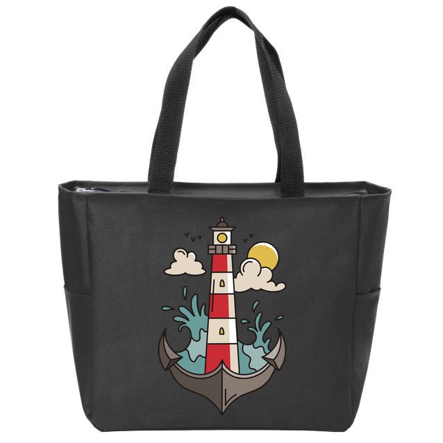 Lighthouse Anchor Ocean Zip Tote Bag
