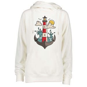 Lighthouse Anchor Ocean Womens Funnel Neck Pullover Hood