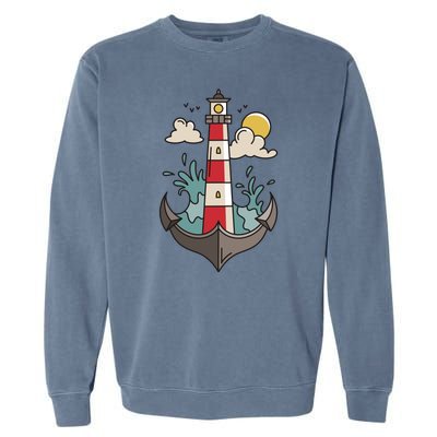 Lighthouse Anchor Ocean Garment-Dyed Sweatshirt