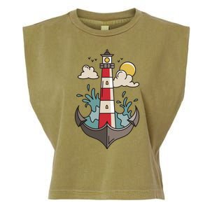 Lighthouse Anchor Ocean Garment-Dyed Women's Muscle Tee