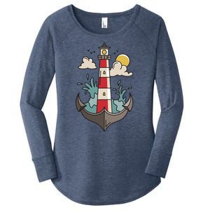 Lighthouse Anchor Ocean Women's Perfect Tri Tunic Long Sleeve Shirt