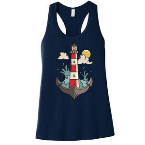 Lighthouse Anchor Ocean Women's Racerback Tank