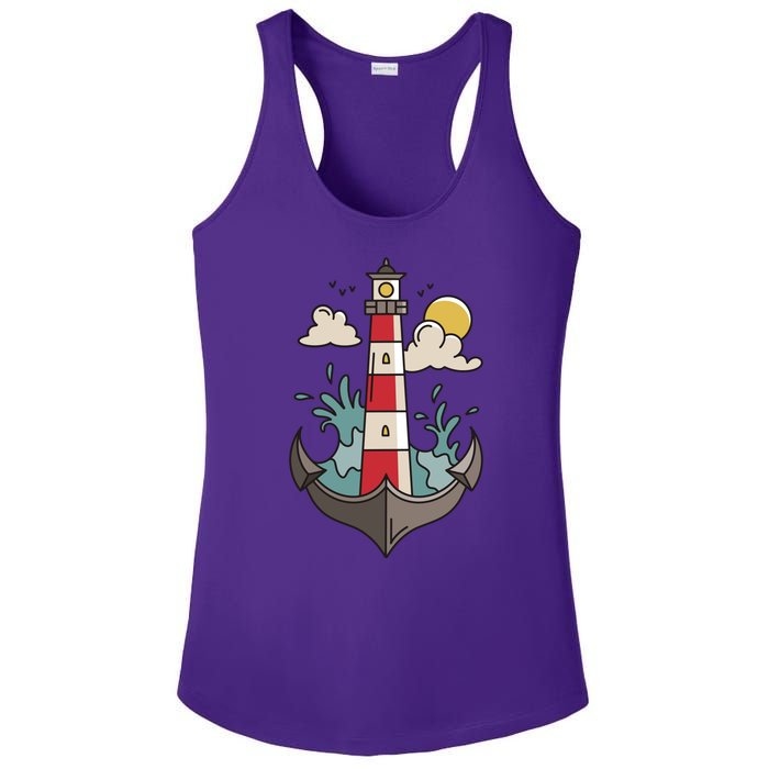 Lighthouse Anchor Ocean Ladies PosiCharge Competitor Racerback Tank