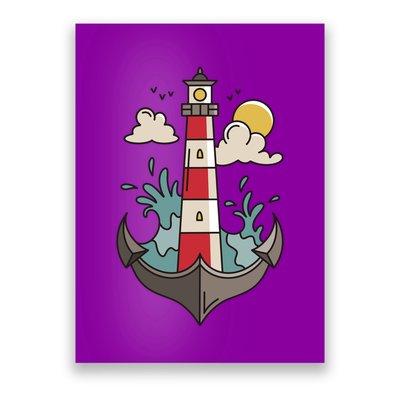 Lighthouse Anchor Ocean Poster