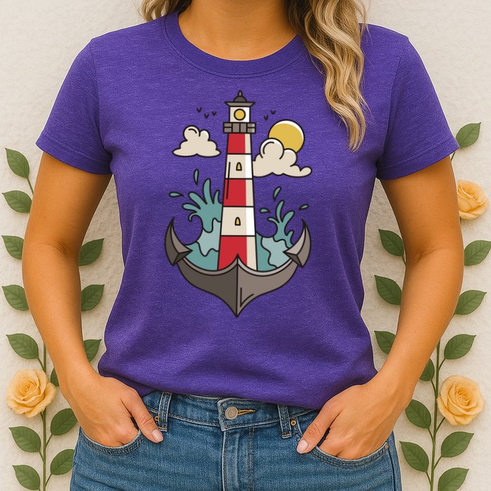 Lighthouse Anchor Ocean Womens T-Shirt
