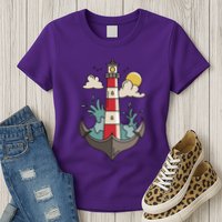 Lighthouse Anchor Ocean Womens T-Shirt
