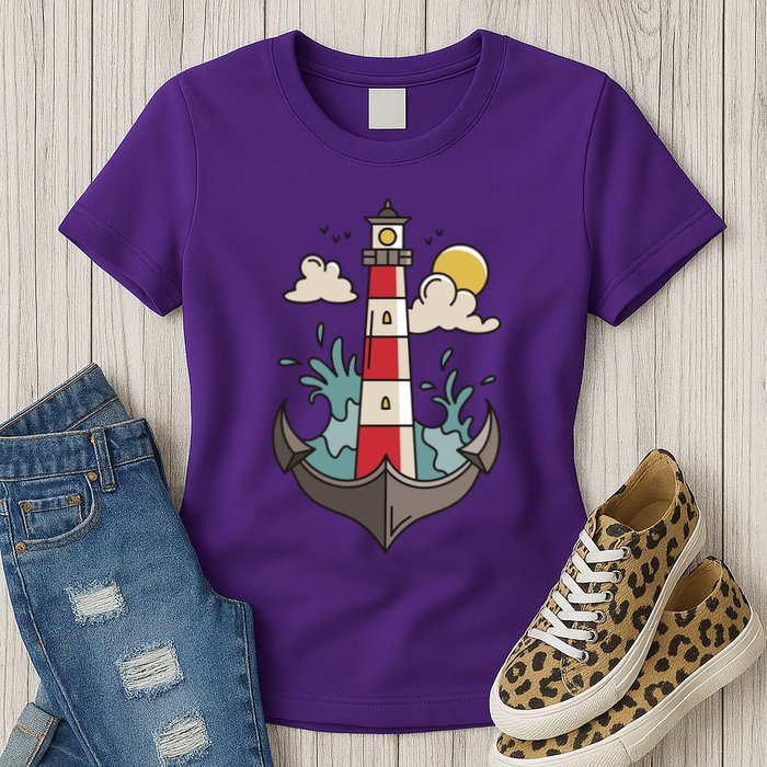 Lighthouse Anchor Ocean Womens T-Shirt