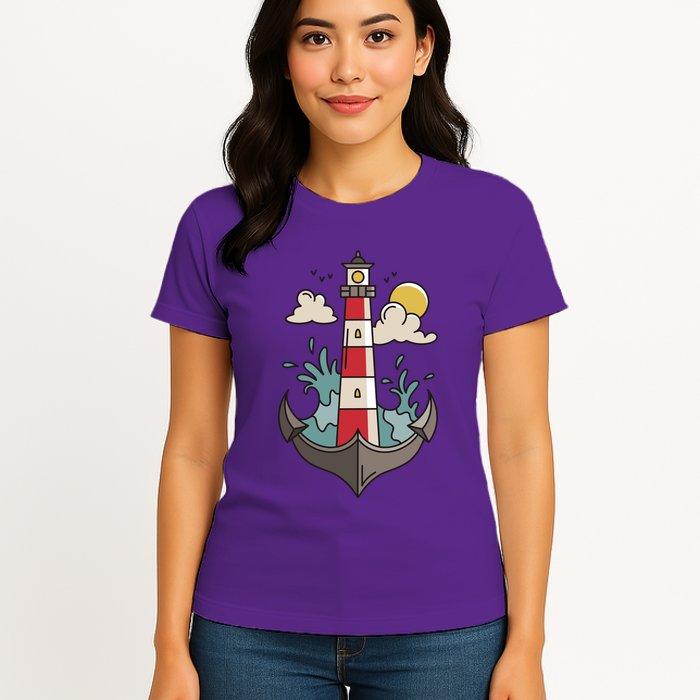 Lighthouse Anchor Ocean Womens T-Shirt