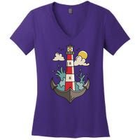 Lighthouse Anchor Ocean Women's V-Neck T-Shirt