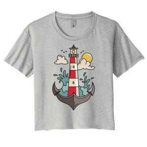 Lighthouse Anchor Ocean Women's Crop Top Tee