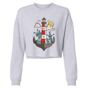 Lighthouse Anchor Ocean Cropped Pullover Crew