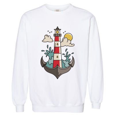 Lighthouse Anchor Ocean Garment-Dyed Sweatshirt
