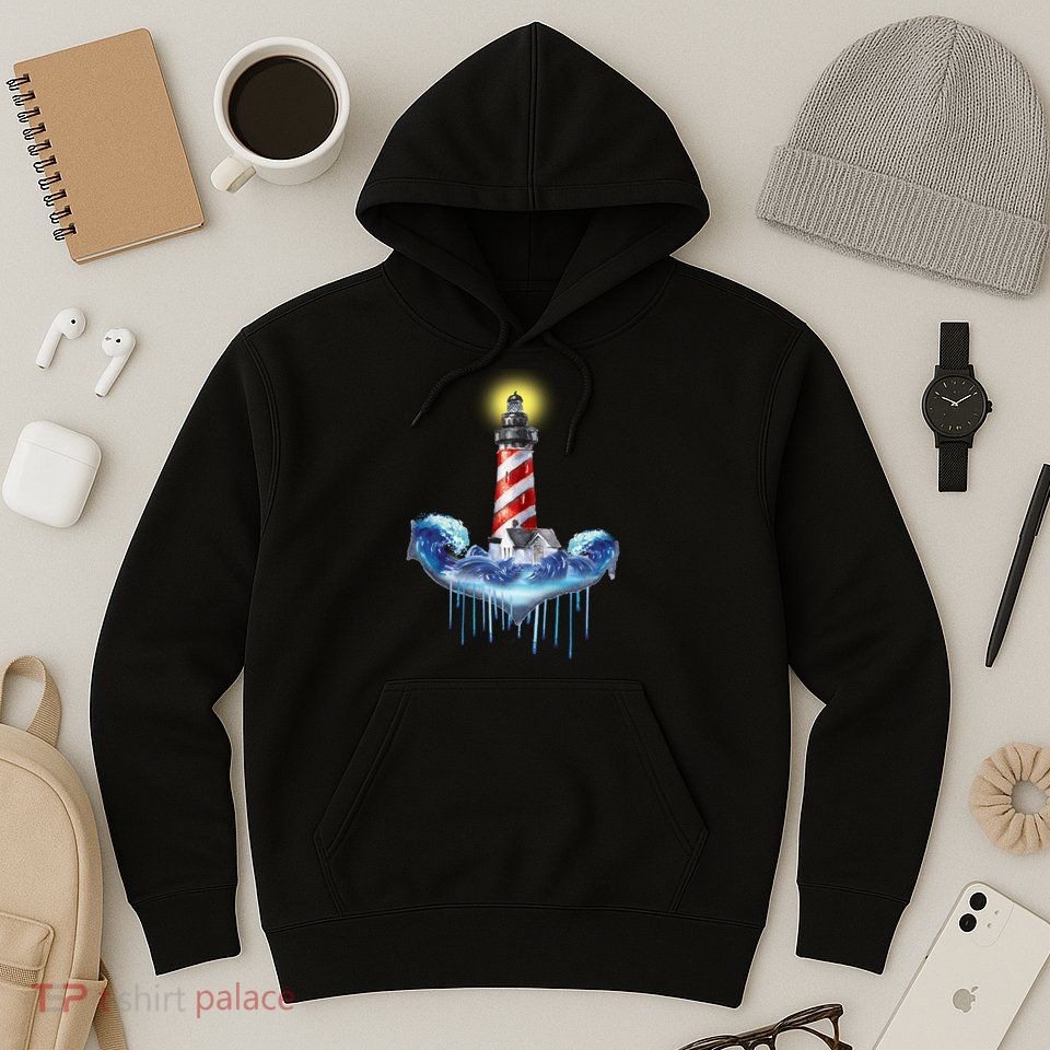 Lighthouse Anchor Water Color Hoodie