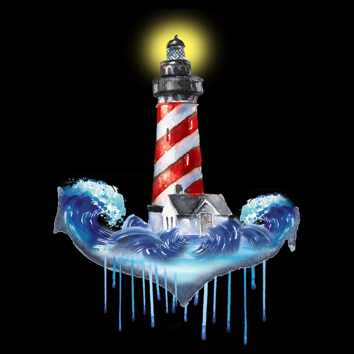 Lighthouse Anchor Water Color T-Shirt