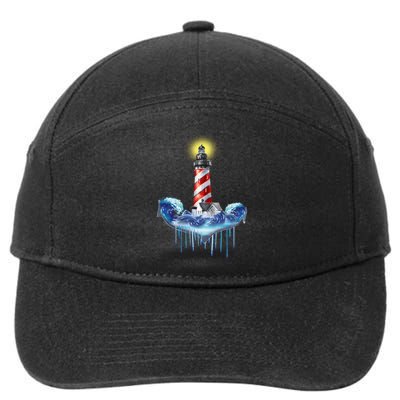 Lighthouse Anchor Water Color 7-Panel Snapback Hat