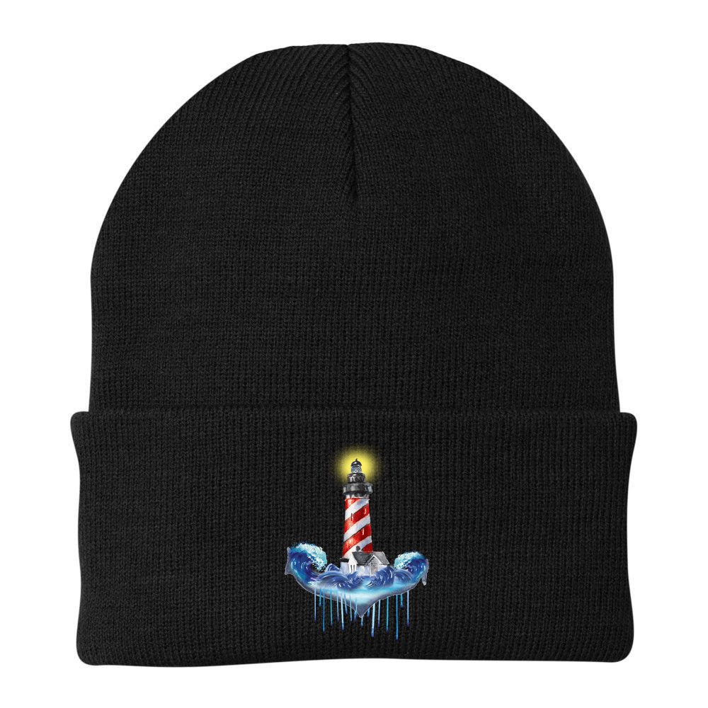 Lighthouse Anchor Water Color Beanie