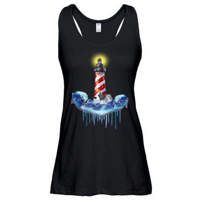 Lighthouse Anchor Water Color Ladies Essential Flowy Tank