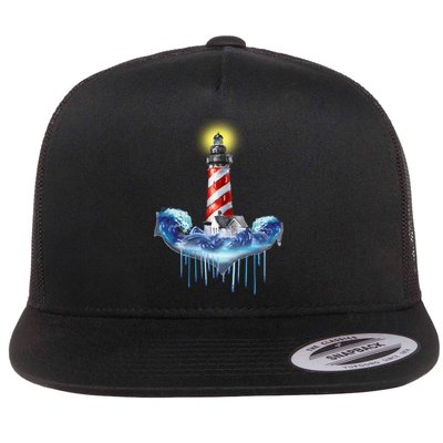 Lighthouse Anchor Water Color Flatbill Hat