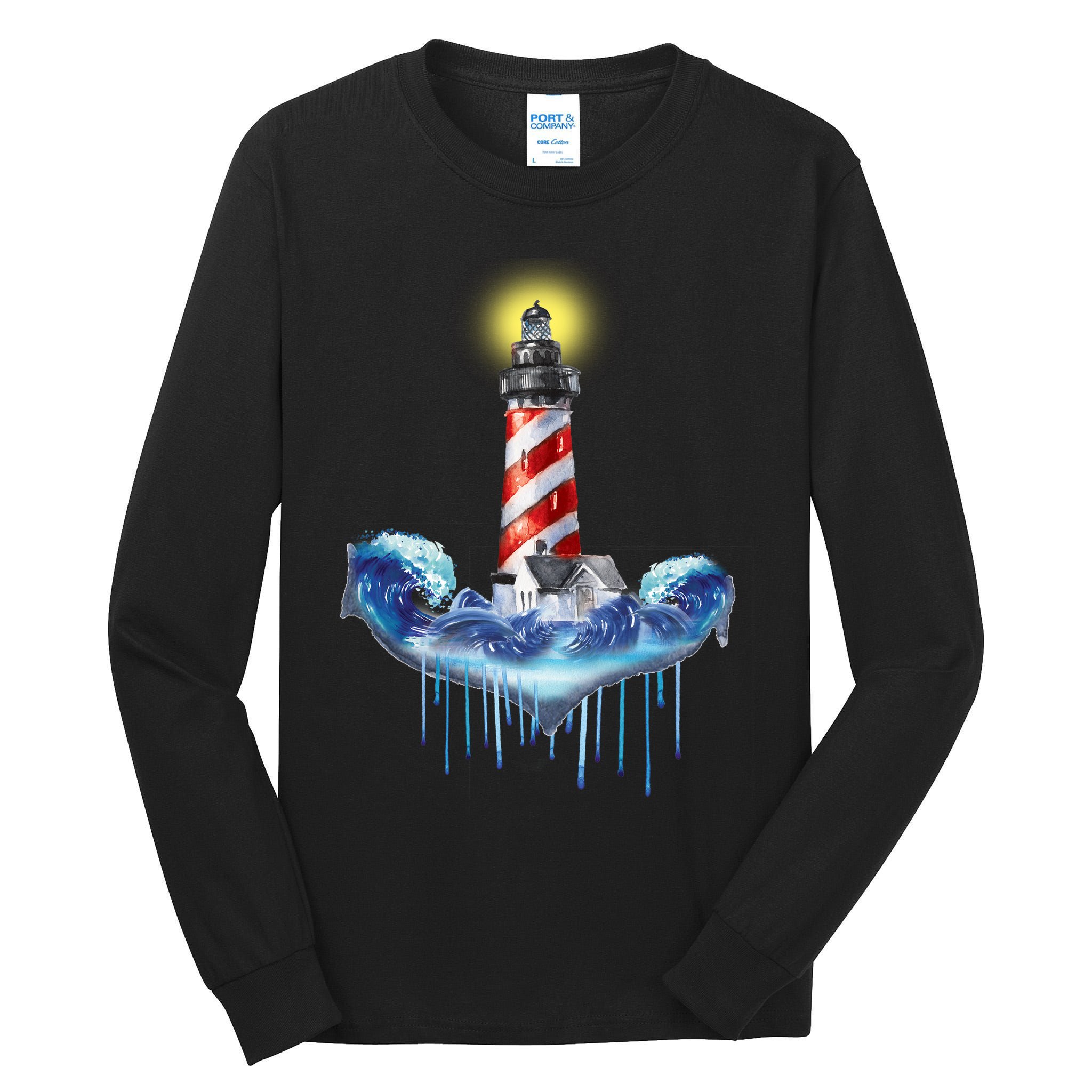 Lighthouse Anchor Water Color Tall Long Sleeve T-Shirt