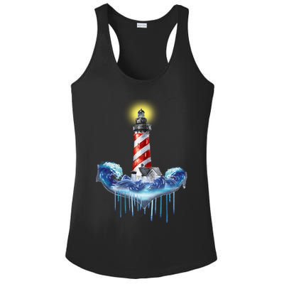 Lighthouse Anchor Water Color Ladies PosiCharge Competitor Racerback Tank