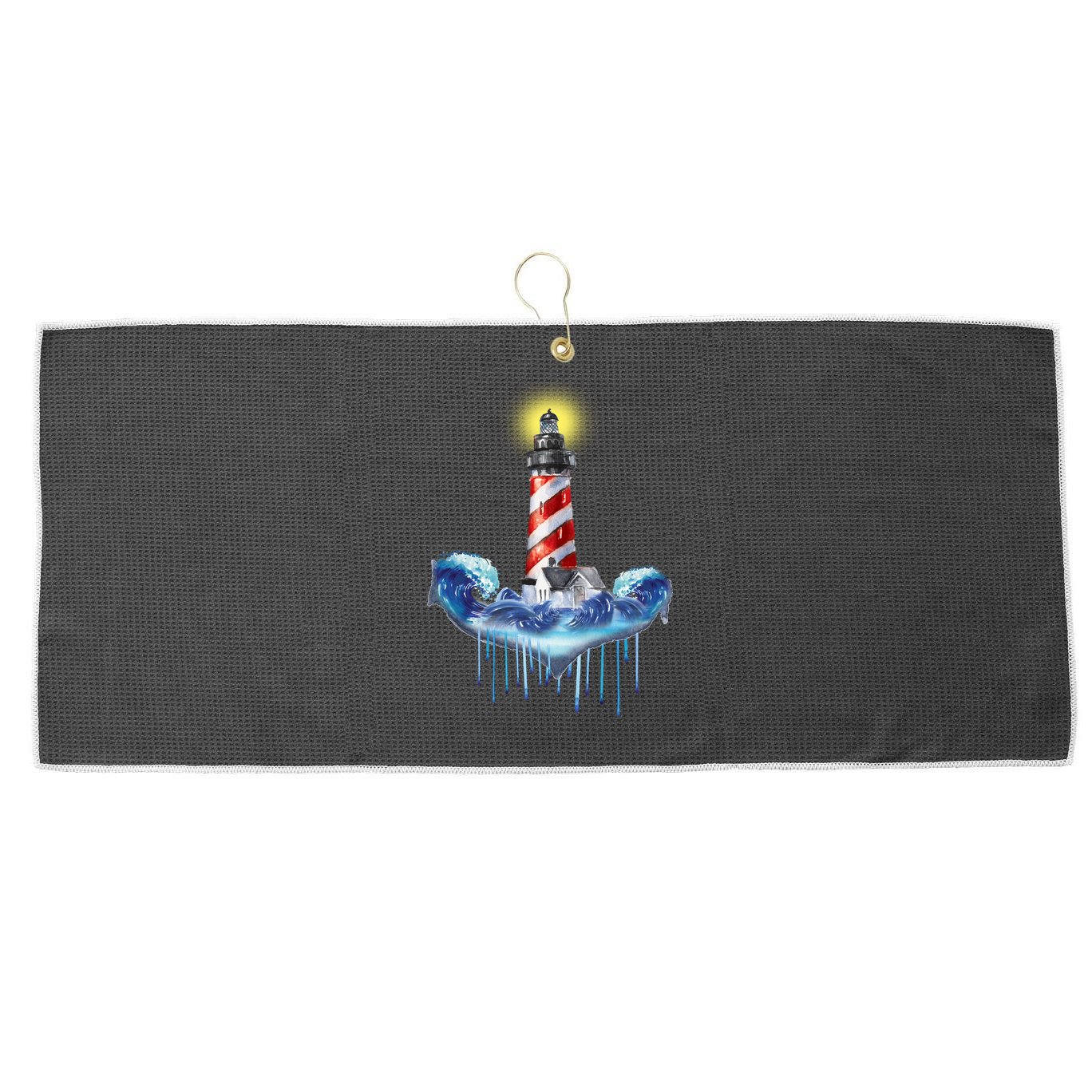 Lighthouse Anchor Water Color Large Microfiber Waffle Golf Towel