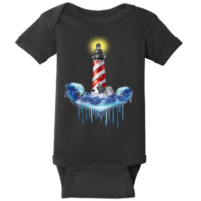 Lighthouse Anchor Water Color Baby Bodysuit