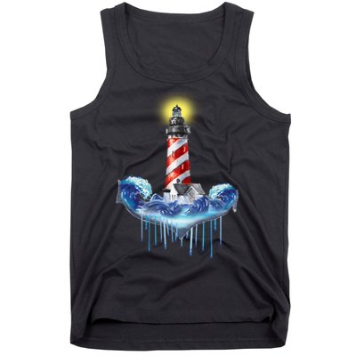 Lighthouse Anchor Water Color Tank Top