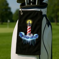 Lighthouse Anchor Water Color Golf Towel