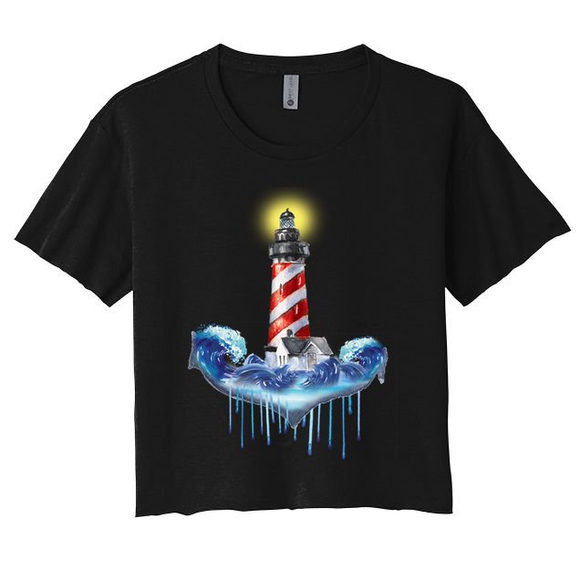 Lighthouse Anchor Water Color Crop Top