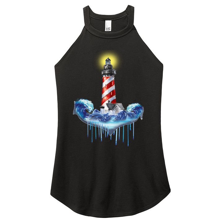 Lighthouse Anchor Water Color Women's Perfect Tri Rocker Tank