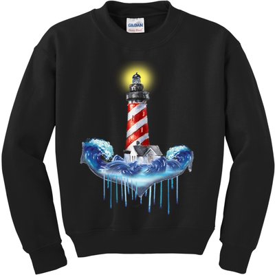 Lighthouse Anchor Water Color Kids Sweatshirt