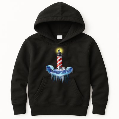 Lighthouse Anchor Water Color Kids Hoodie