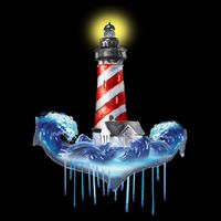 Lighthouse Anchor Water Color Wool Snapback Cap