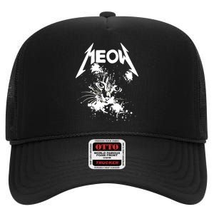 Lightning Cat Meow Logo High Crown Mesh Back Trucker Hat