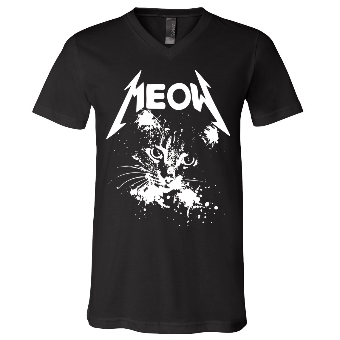 Lightning Cat Meow Logo V-Neck T-Shirt