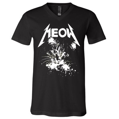 Lightning Cat Meow Logo V-Neck T-Shirt