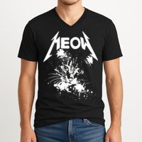 Lightning Cat Meow Logo V-Neck T-Shirt