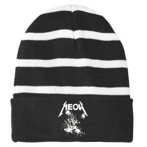 Lightning Cat Meow Logo Striped Beanie with Solid Band