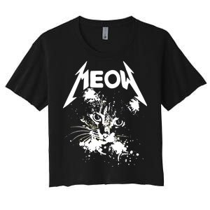 Lightning Cat Meow Logo Women's Crop Top Tee