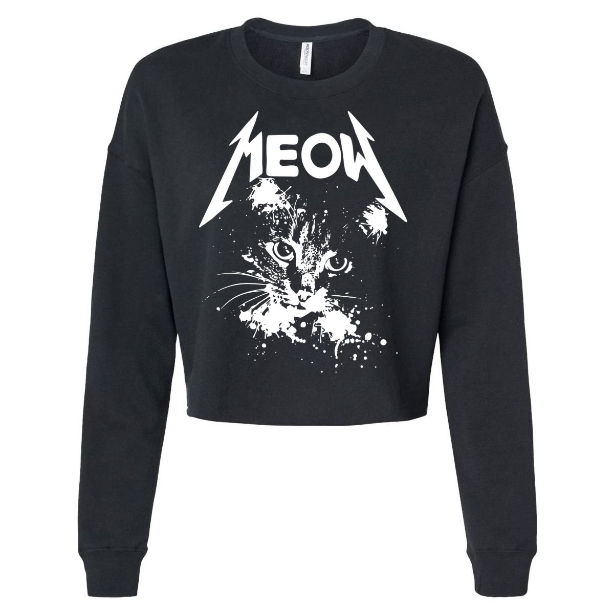 Lightning Cat Meow Logo Cropped Pullover Crew