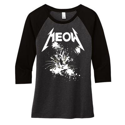 Lightning Cat Meow Logo Women's Tri-Blend 3/4-Sleeve Raglan Shirt