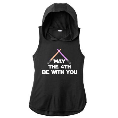 Lightsaber May The 4th Be With You Funny Ladies PosiCharge Tri-Blend Wicking Draft Hoodie Tank