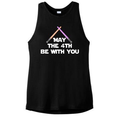 Lightsaber May The 4th Be With You Funny Ladies PosiCharge Tri-Blend Wicking Tank