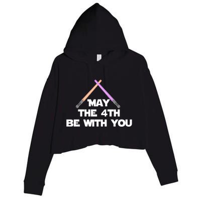 Lightsaber May The 4th Be With You Funny Crop Fleece Hoodie