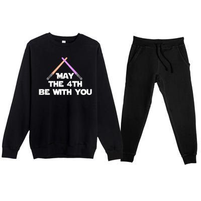 Lightsaber May The 4th Be With You Funny Premium Crewneck Sweatsuit Set