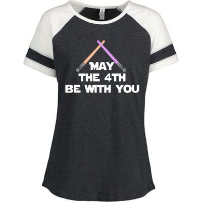 Lightsaber May The 4th Be With You Funny Enza Ladies Jersey Colorblock Tee