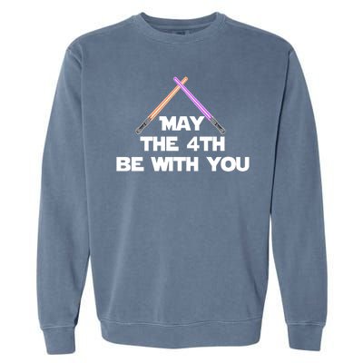 Lightsaber May The 4th Be With You Funny Garment-Dyed Sweatshirt