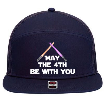 Lightsaber May The 4th Be With You Funny 7 Panel Mesh Trucker Snapback Hat