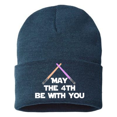 Lightsaber May The 4th Be With You Funny Sustainable Knit Beanie