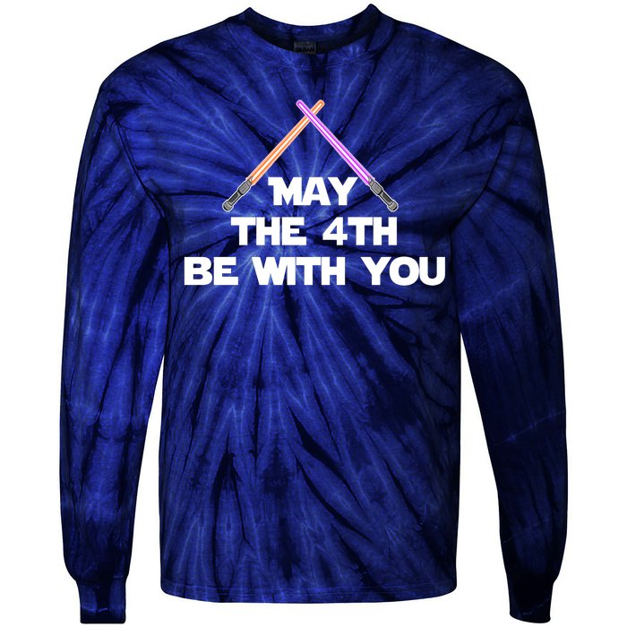 Lightsaber May The 4th Be With You Funny Tie-Dye Long Sleeve Shirt